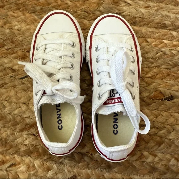 Converse All Star Little Kid Size 11 White Low Top Sneakers - Picture 4 of 8